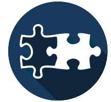 Icon of puzzle pieces fitting together